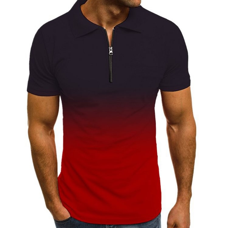 BrosWear Men's Casual Ombre Short Sleeve Polo Shirt