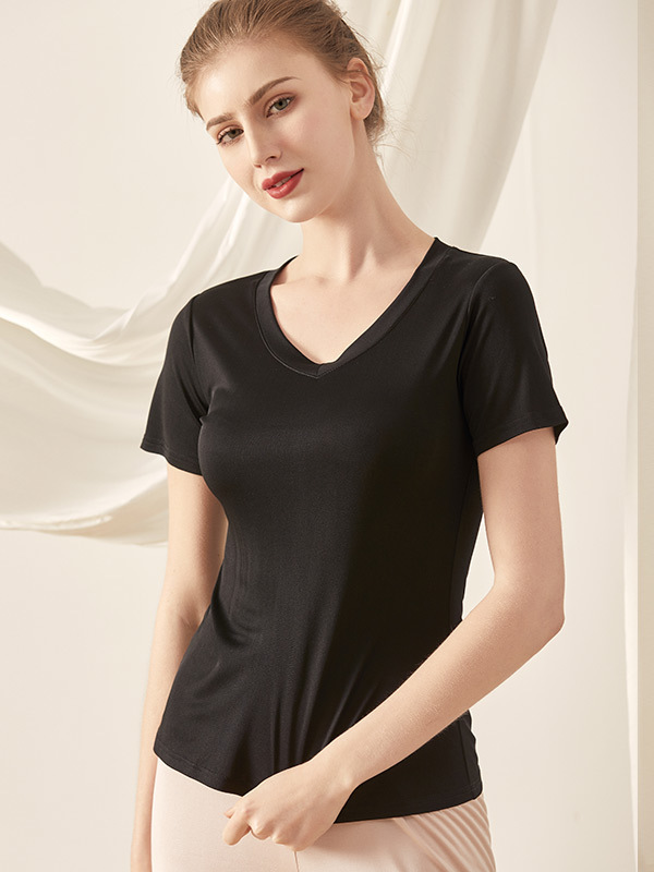 Silk T-Shirt Women's Knitted Short-Sleeved Style