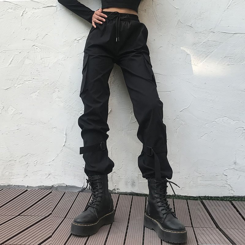 Tactical Loose-pocket Black Cargo Trousers