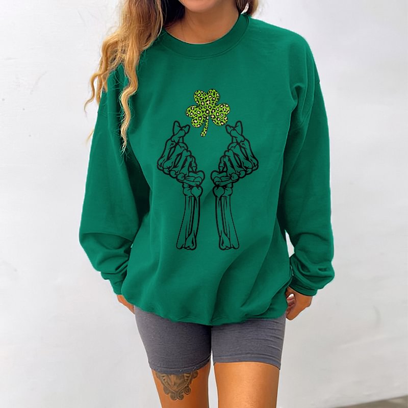 Minnieskull St.Patrick's Day Skull Print Women's Sweatshirt - Minnieskull