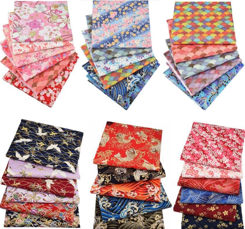 JAPANESE STYLE HOT STAMPING PRINTED PATCHWORK FABRICS-5&6 PCS