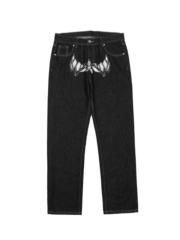 Street Fashion Dark Printed Straight Pants