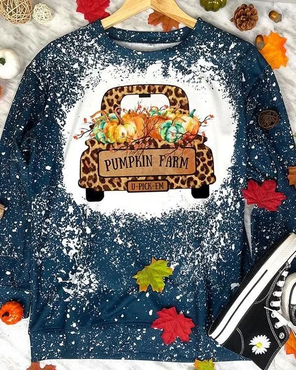  Pumpkin Print Stain Pullover Sweatshirt