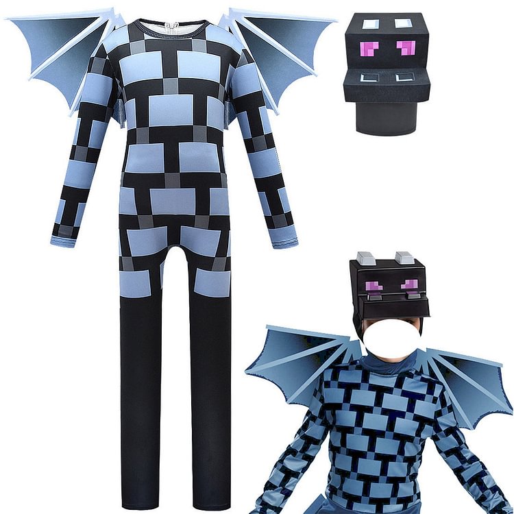 Mayoulove Minecraft Dragon Mounts Mod Cosplay Costume with Mask for Boys Girls Bodysuit Halloween Fancy Jumpsuits-Mayoulove