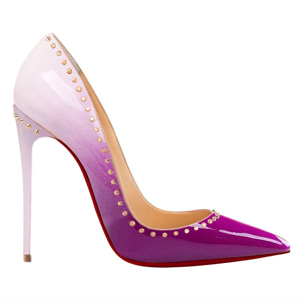 120mm Women's High Heels Stiletto Pumps Party Gradient Color White Purple-vocosishoes