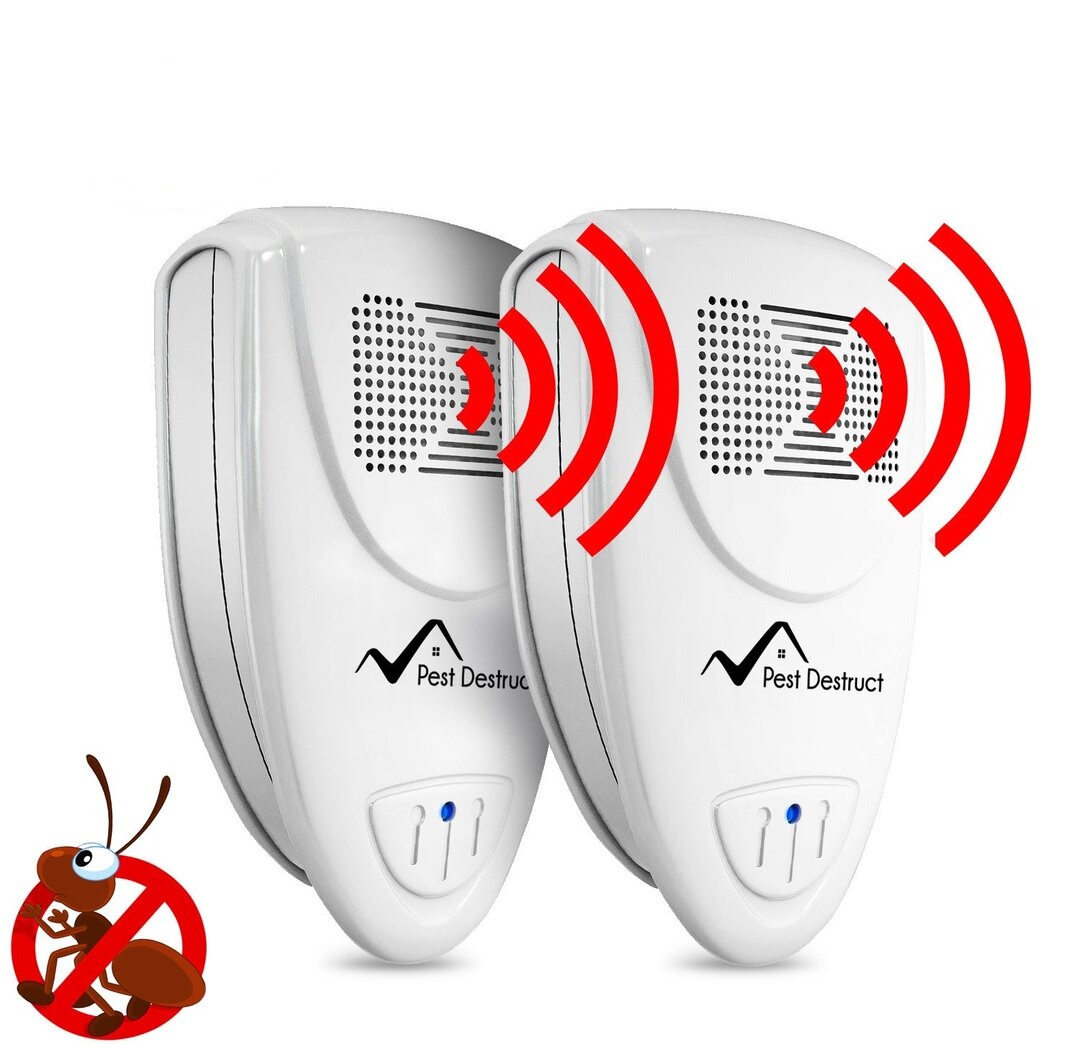 Ultrasonic Ant Repeller - PACK of 2- 100% SAFE for Children and Pets - Get Rid Of Pests In 7 Days Or It's FREE - vzzhome