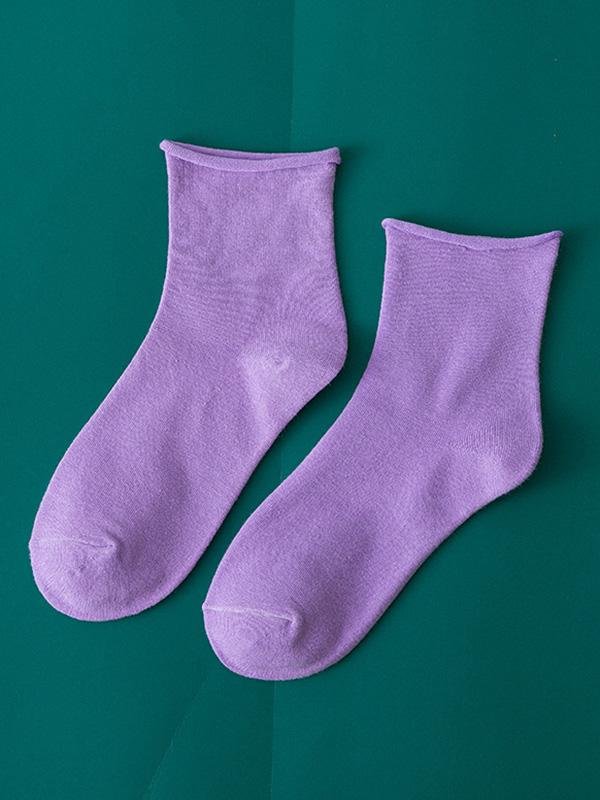 Solid Color Rolled Socks