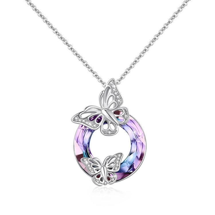 For Daughter - S925 She Believed She Could so She Did Crystal Hollow Butterfly Necklace