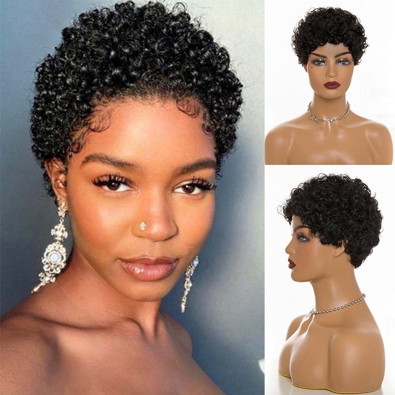 The first choice for sexy women: 5-8 inch black bob head, 100% human hair, comfortable and breathable stretch mesh headdress, easy to wear