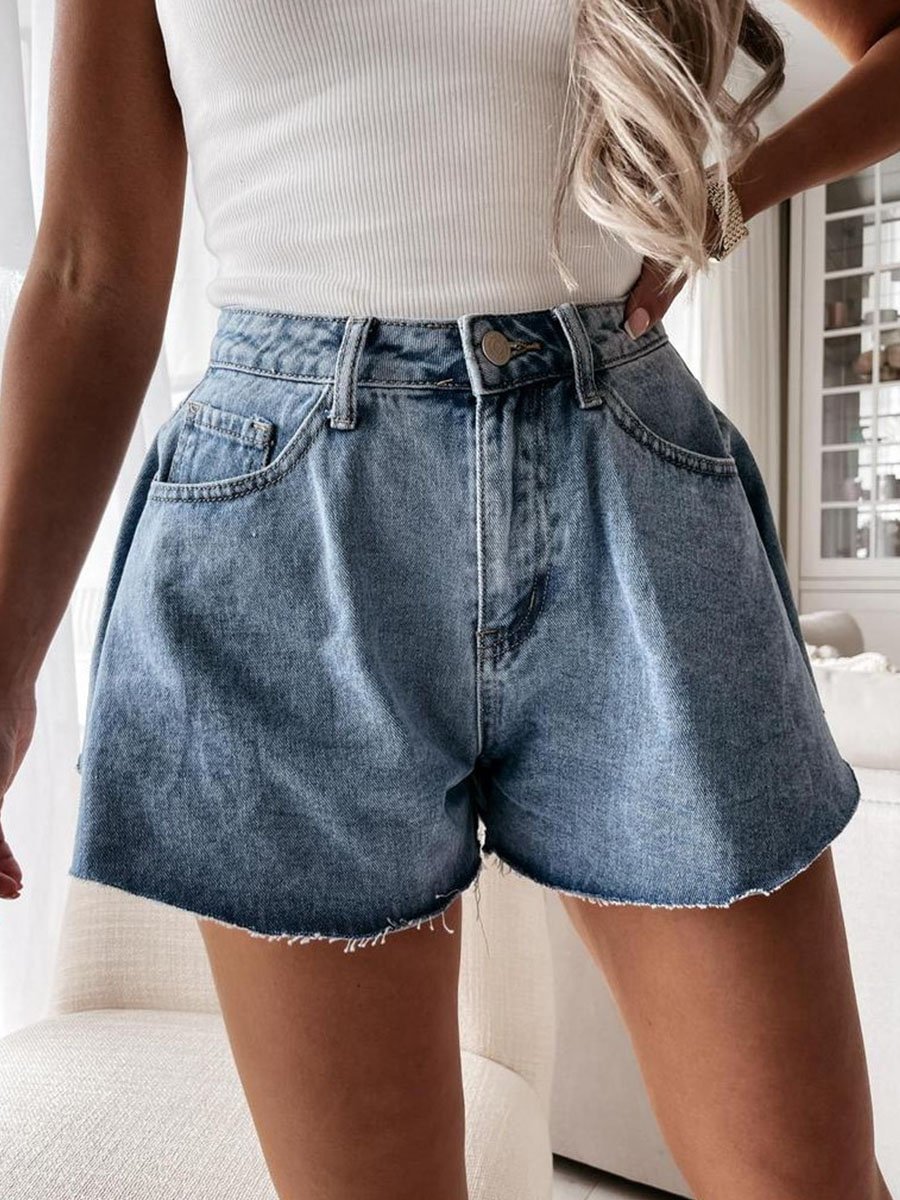 Trendy Cute Wide Legs High Waist Short Jeans P16023