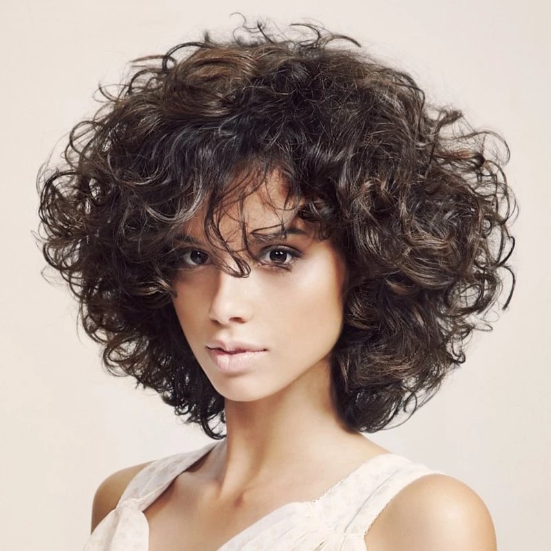 Hair Wigs Short Hairwigs Headgear for Ladies with Curly Hair-Corachic