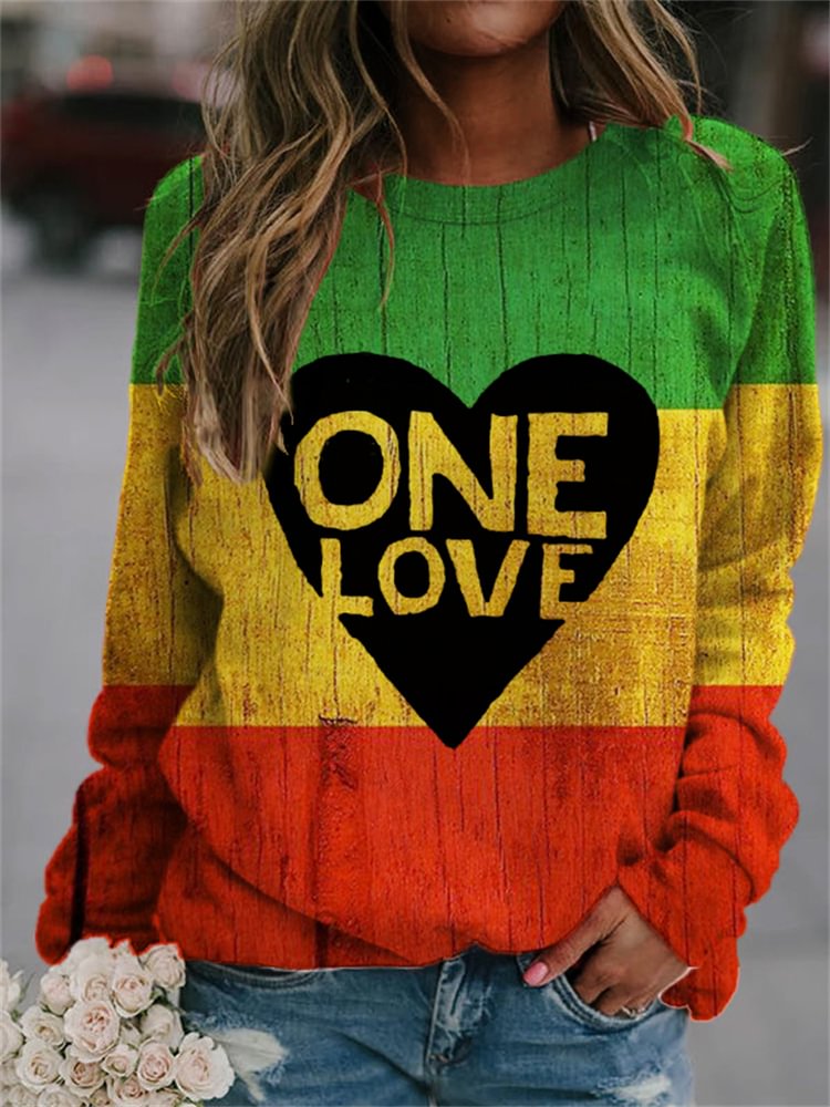 BrosWear Women's Black Pride One Love Heart Colorblock Sweatshirt