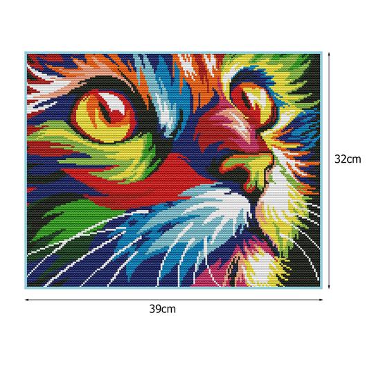 Counted Cross Stitch Kit Colourful Cat 
