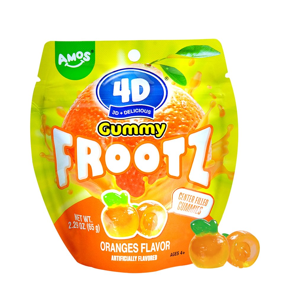AMOS 4D Fruit Gummy Oranges (Pack of 12)