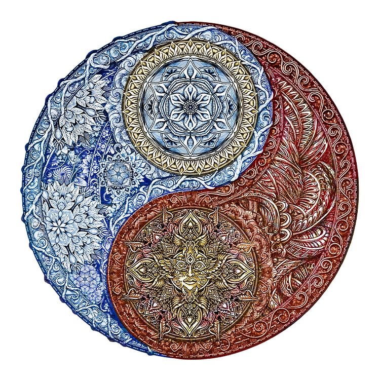 Yin Yang Tai Chi Mandala Wooden Jigsaw Puzzle
