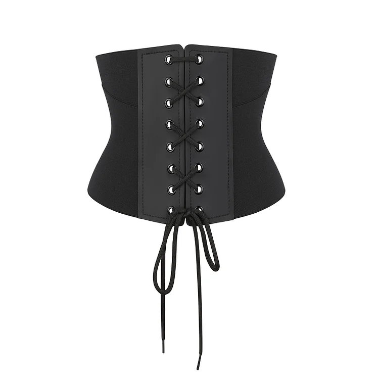 Black Vintage Elastic Waist Belt Latex Short Torso Waist Trainer