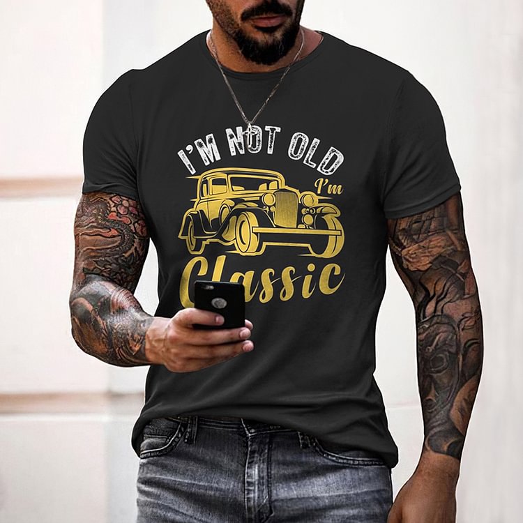 BrosWear Vintage Car Graphic Short Sleeve T-Shirt