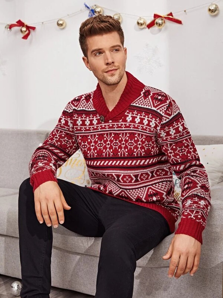 Elk Lapel Knit Sweater Man-Corachic
