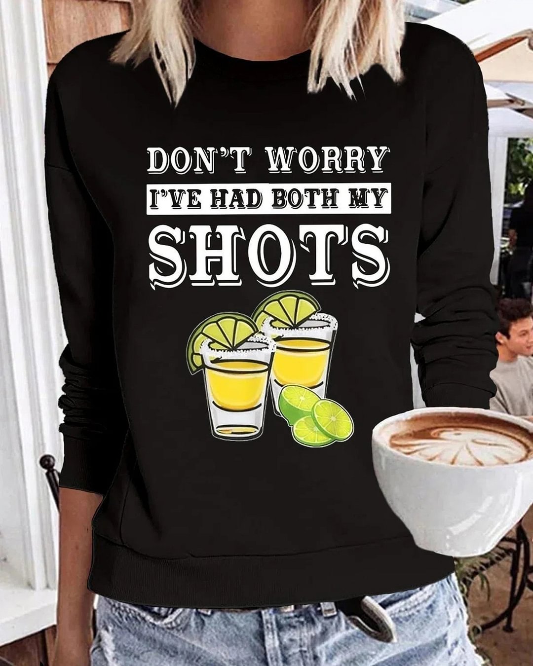 Round neck printed sports pullover women's sweatshirt