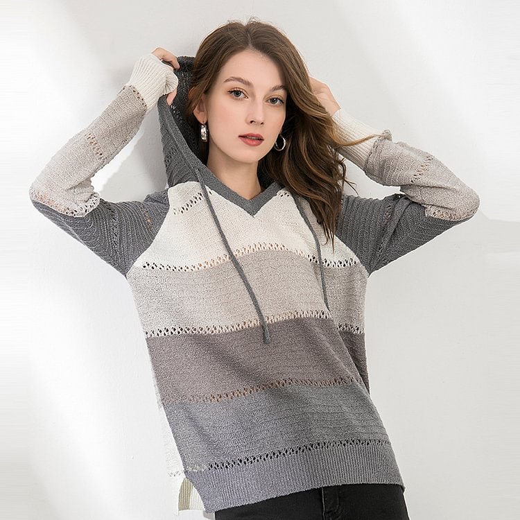 Patchy Hoodies Knitted Sweatshirt - CODLINS - Codlins