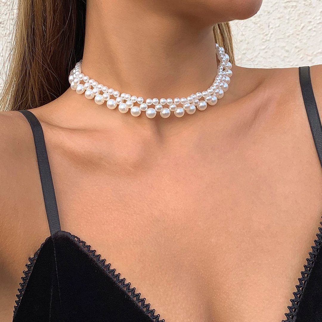 Elegant Pearl Beads Choker Necklace for Women-VESSFUL
