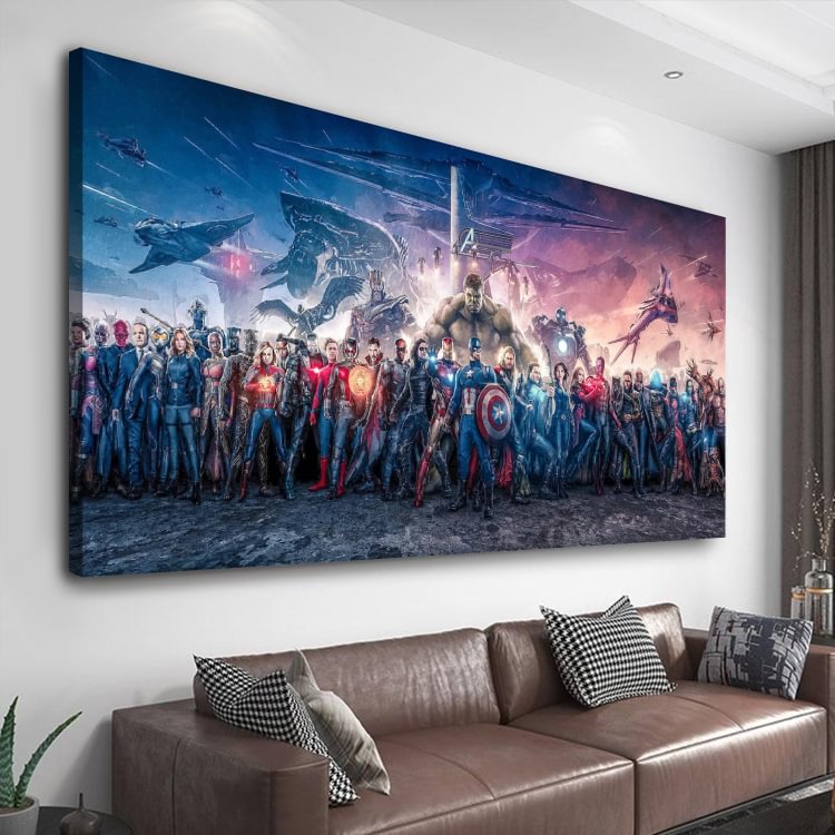 The Avengers Characters Panorama Fine Canvas Wall Art