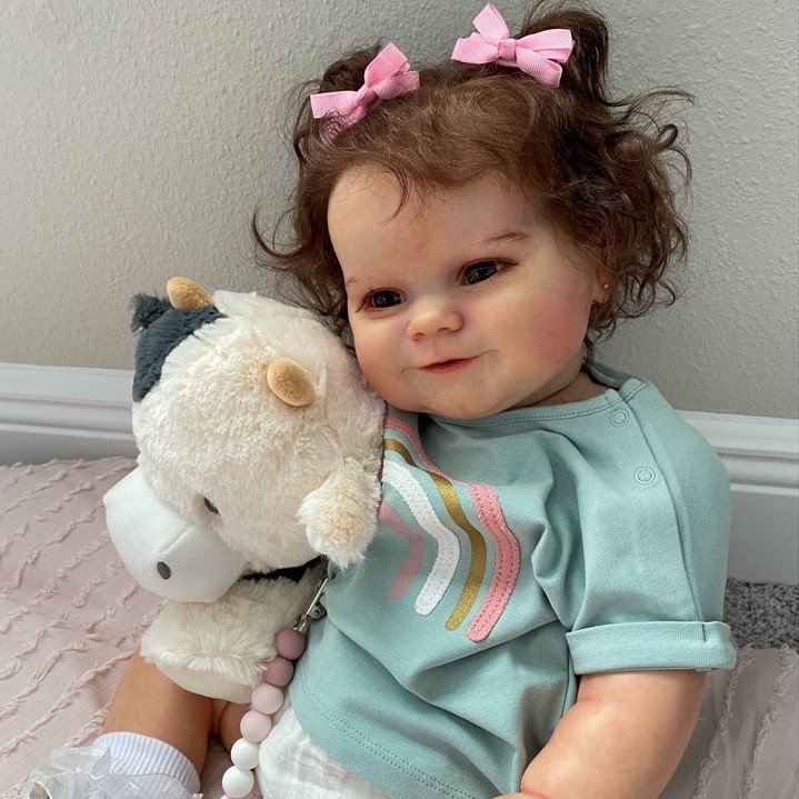 20" Supper lovely Lifelike Brown Hair Silicone Reborn Smile Girl Doll Pialy With Heartbeat💖 & Sound🔊