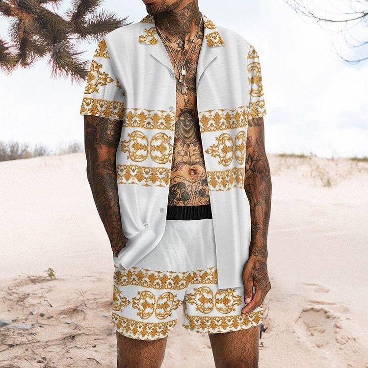 BrosWear Fashion Loose Vacation Cozy Shirt And Shorts Two Piece Set