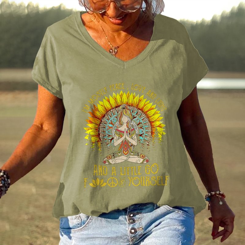 Peace  Love And Light Printed Hippie T-shirt
