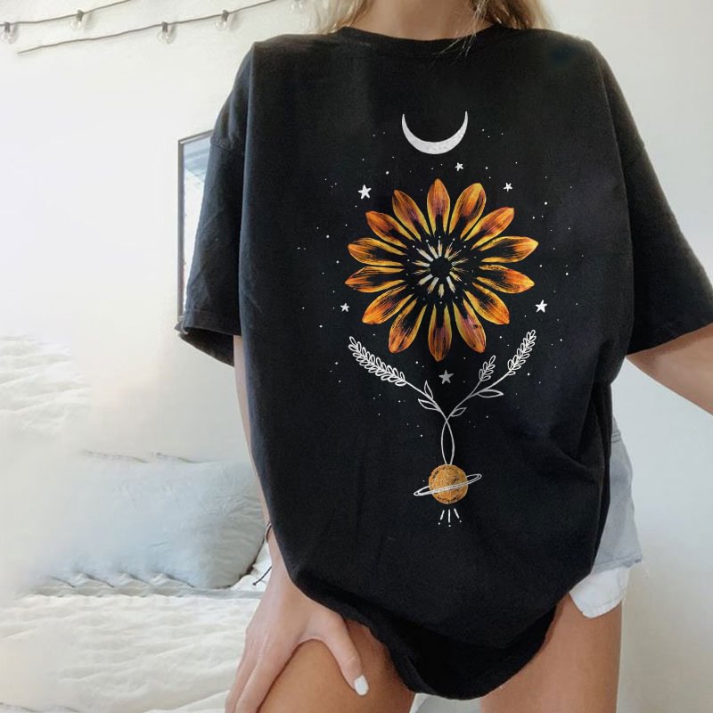   Fashion flower print ladies T-shirt designer - Neojana