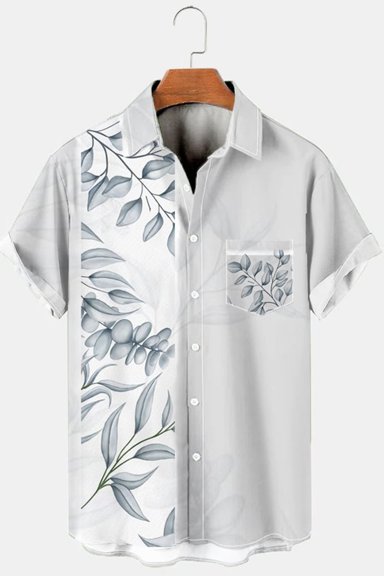 Tiboyz Men's Fashion Casual Loose Floral Short Sleeve Shirt