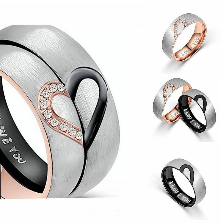"I Love You" Written Matching Heart Promise Rings-Mayoulove