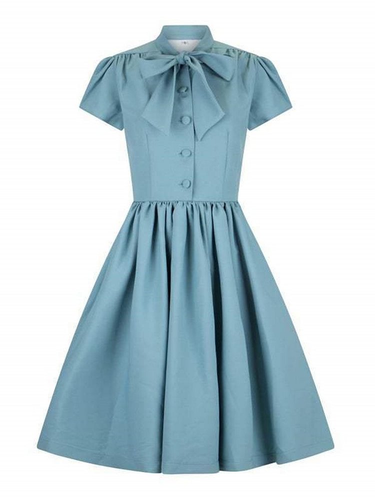 Mayoulove 1950s Women's Fashion Dress Bowknot Lace-up Dress-Mayoulove