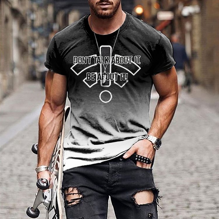 BrosWear Men's Street  Print Casual Short Sleeve T-Shirt