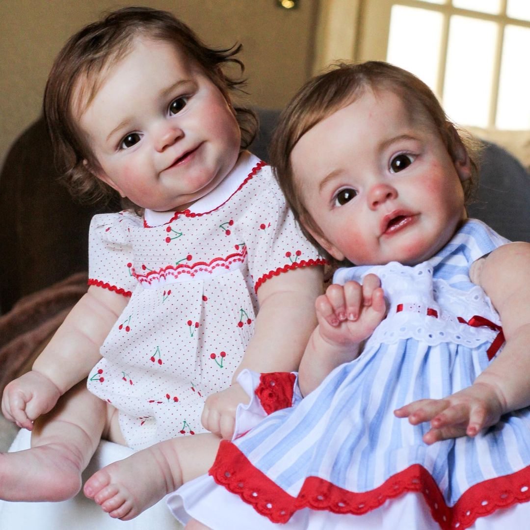  Lifelike Reborn Toddlers Twin Sisters 22” Jennifer and 20" Irma - Reborndollsshop.com-Reborndollsshop®