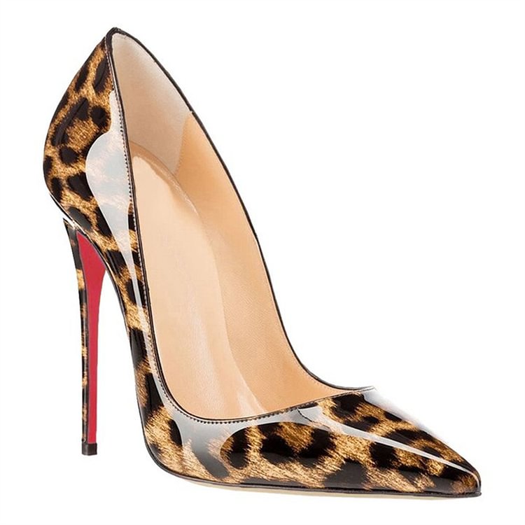 100mm/120mm Women's Party Wedding Heels Leopard Patent Red Bottoms Pumps