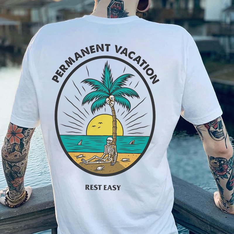 Cloeinc  Permanent Vacation Rest Easy Printed Men's T-shirt - Cloeinc