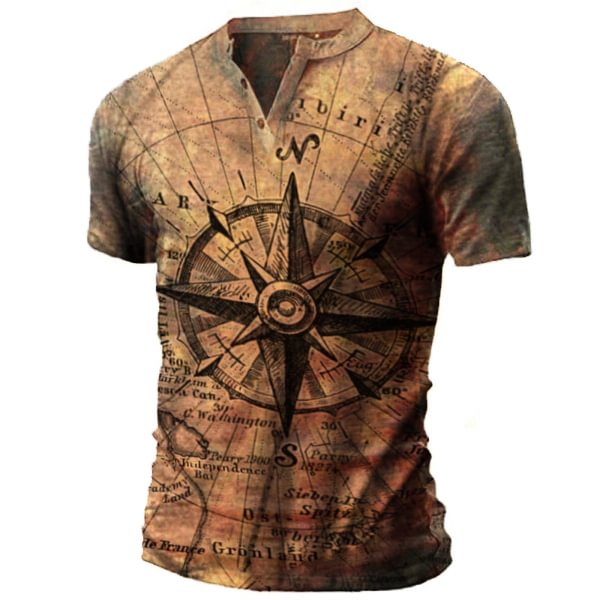 Men's map print quick-drying short-sleeved T-shirt / [viawink] /