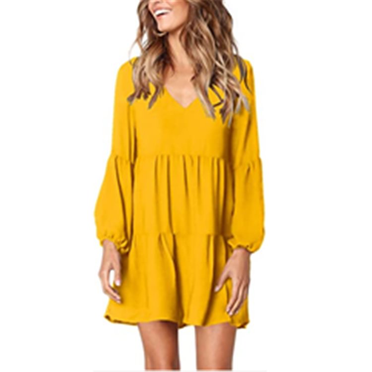 Women's V-neck casual loose dress