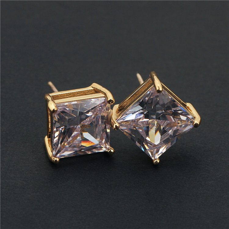 8*8MM Hip Hop Classic Square Iced Out Stud Earrings