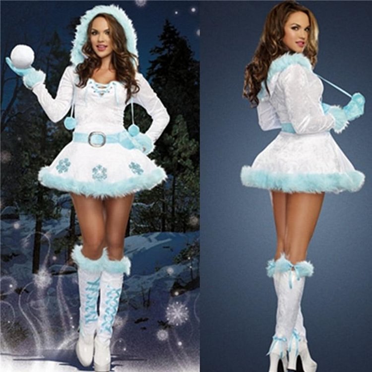 Snow Maiden Christmas Hooded Dress-Mayoulove