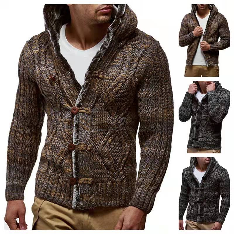 Men Coats Thick Hooded Cardigan Winter Cardigan Sweater