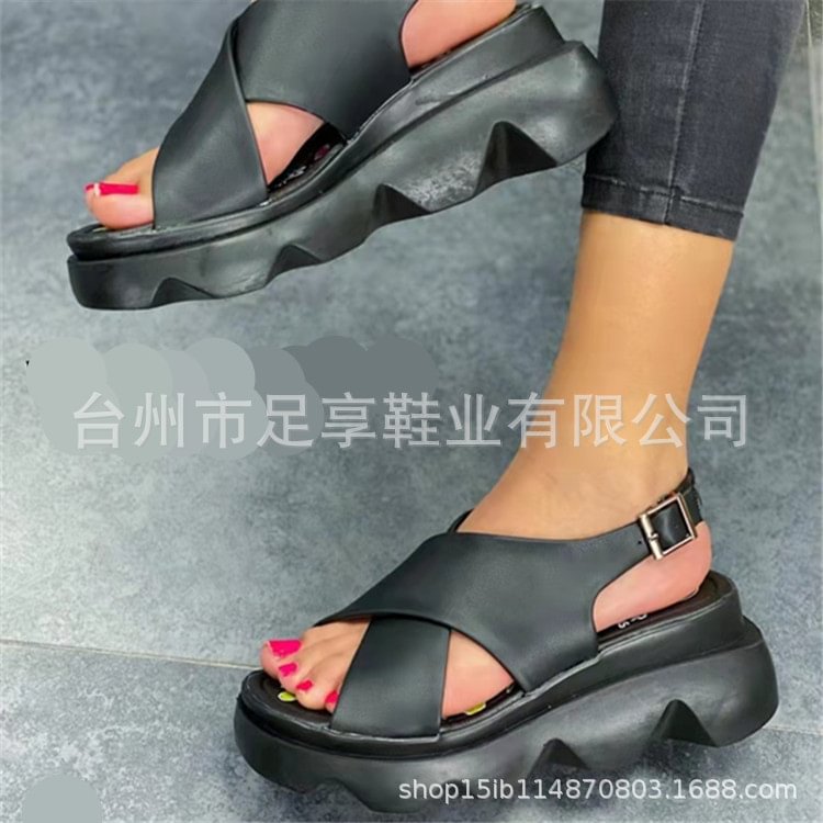 Women's Cross Wedge Sandal Platform Beach Sandals