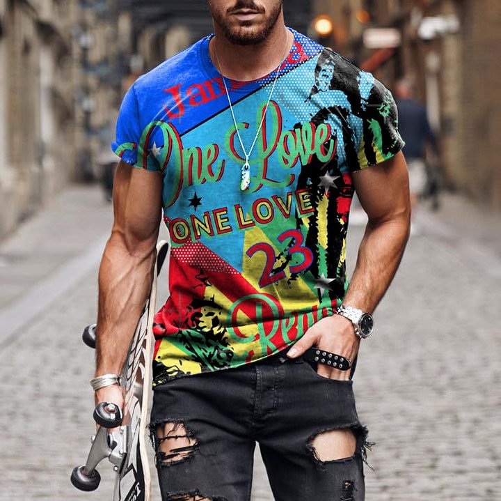 BrosWear Color Letter Print Casual Short Sleeve T-Shirt