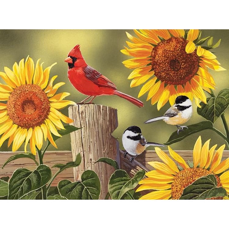(Multi Size) Sunflower Birds Round/Square Drill Diamond Painting