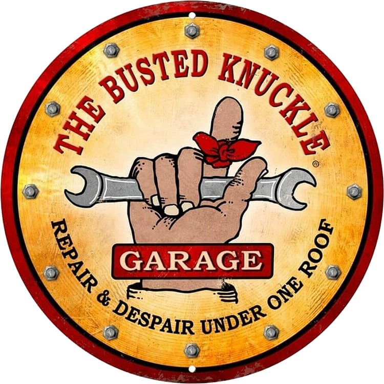 Busted Knuckle Garage - Round Vintage Tin Signs/Wooden Signs - 30x30cm