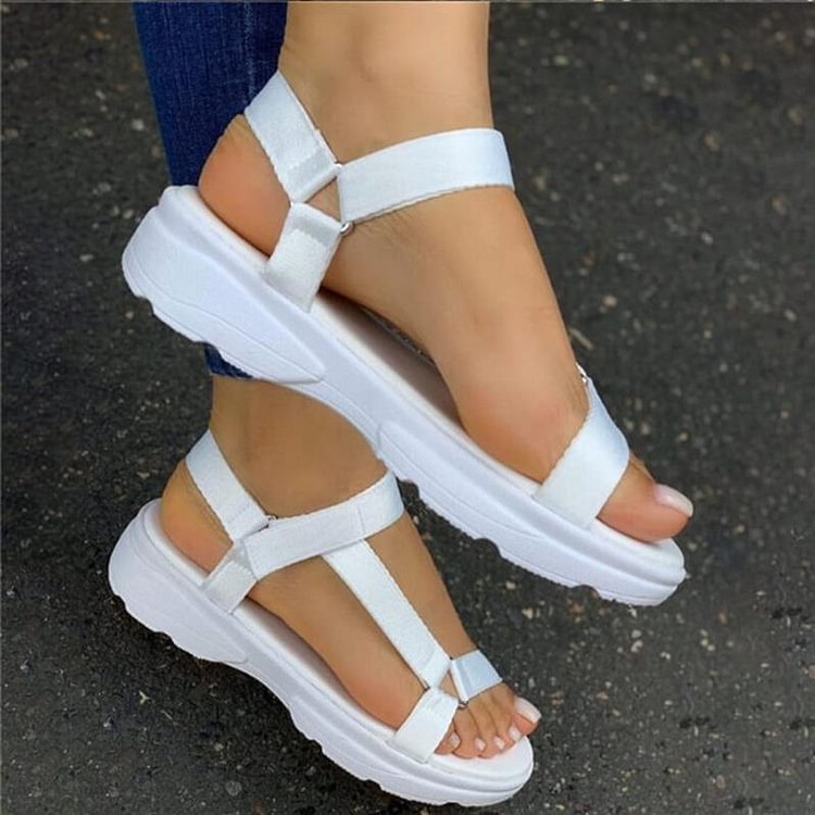 Women Summer Flat Beach Sandals Velcro Fashion Outdoor Casual Sandals