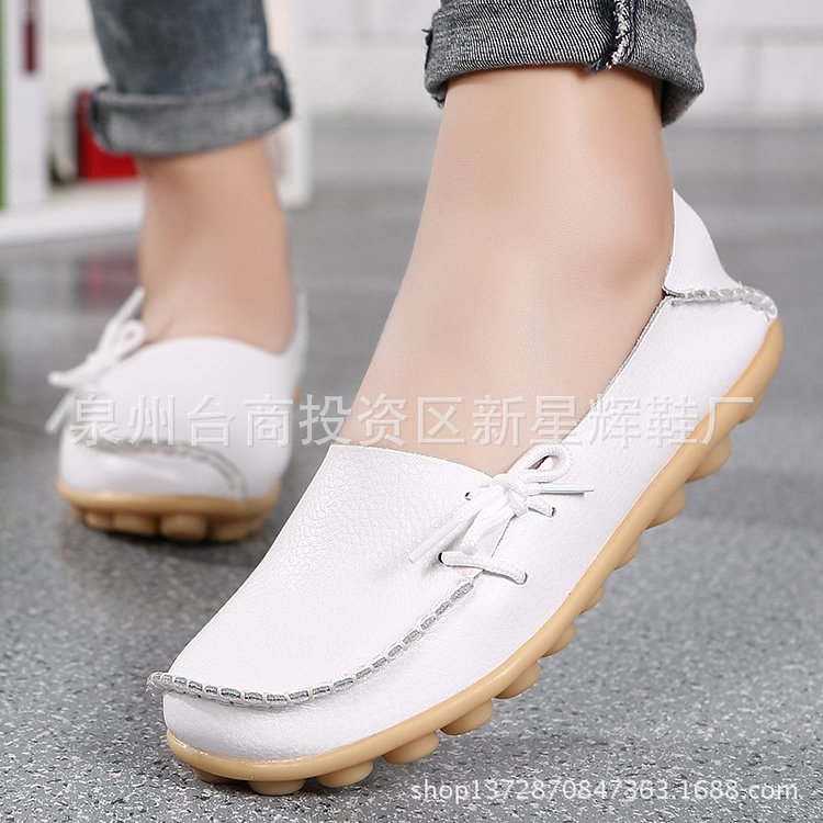 Women's Casual Loafers Comfortable Woman Flats Shoe Moccasin Breathable Leather Boat Footwear Plus Size