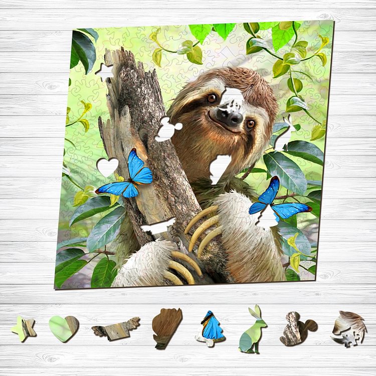 The Sloth and the Butterflies Wooden Puzzle