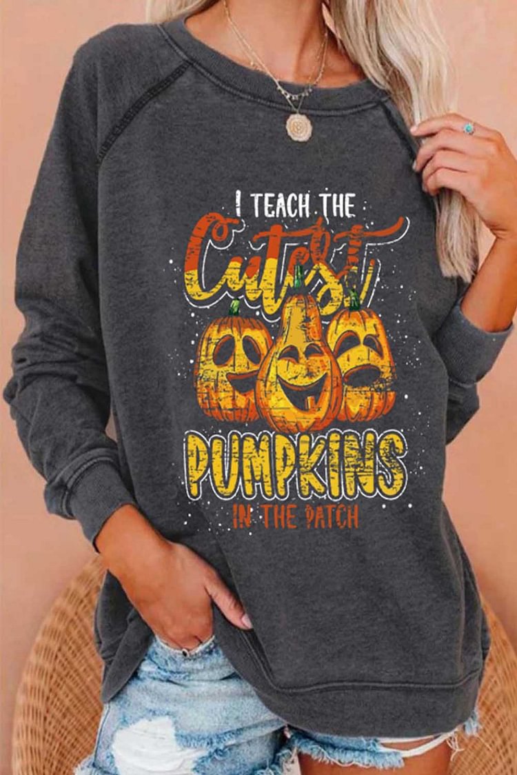 Women's Sweatshirts Pumpkin Letter Print Sweatshirt-Mayoulove